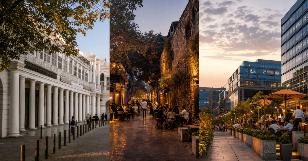 Delhi F&B location comparison across three commercial hubs