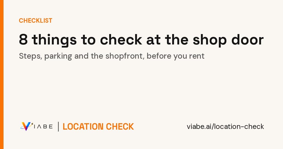 Guide cover: eight things to check at the shop door before you rent. Steps, parking and the shopfront