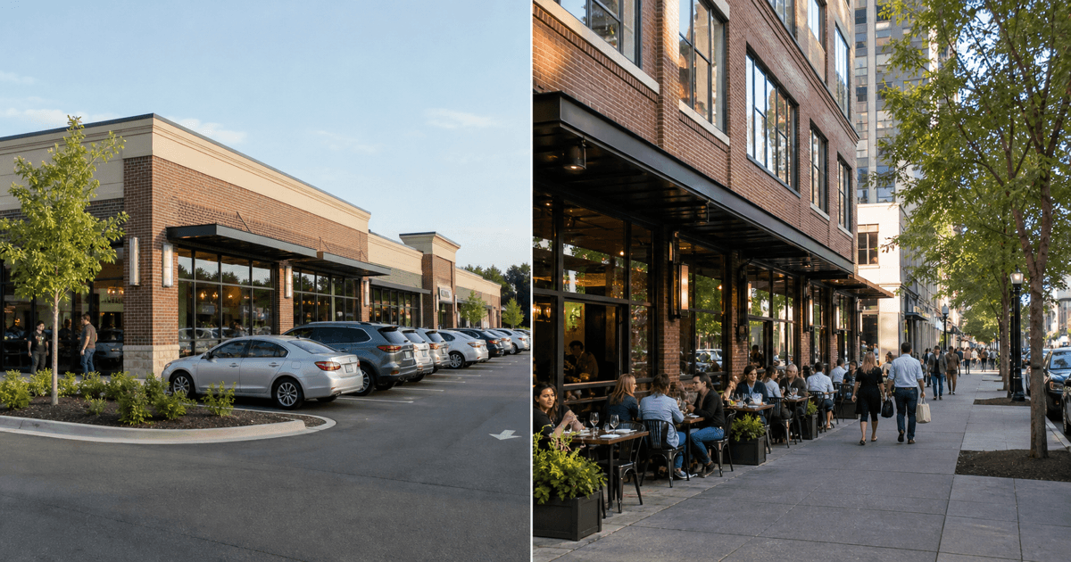 Strip mall versus downtown storefront restaurant format comparison
