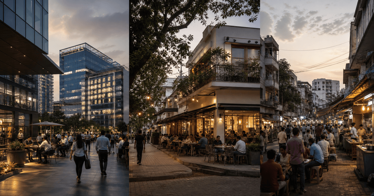 Hyderabad F&B location comparison across three neighbourhoods