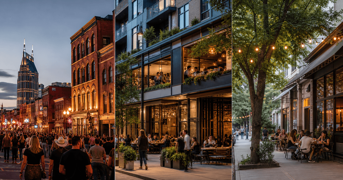 Nashville Downtown, The Gulch, and East Nashville F&B comparison