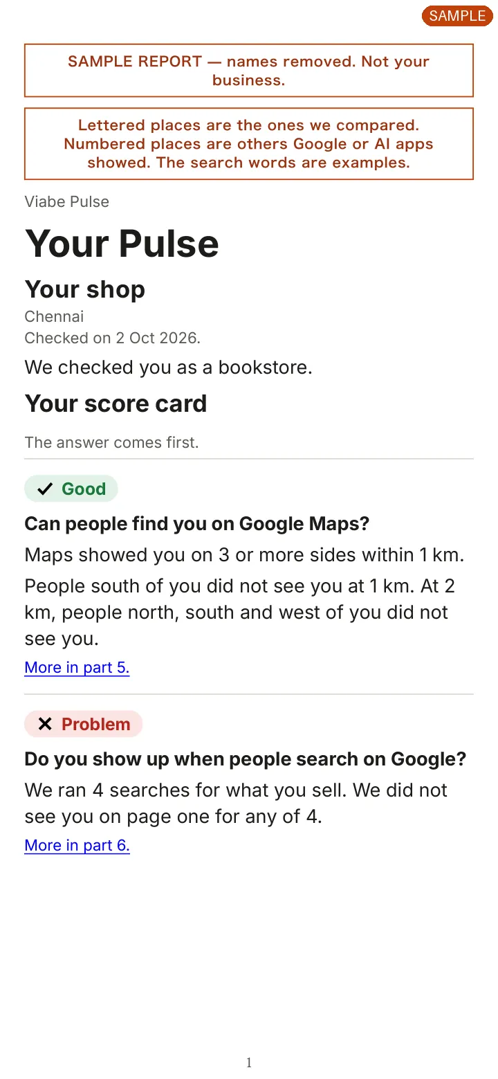 Page one of the sample report